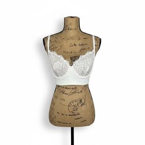 Sz L Free People Intimately Lace & Ribbed White Bralette NWOT